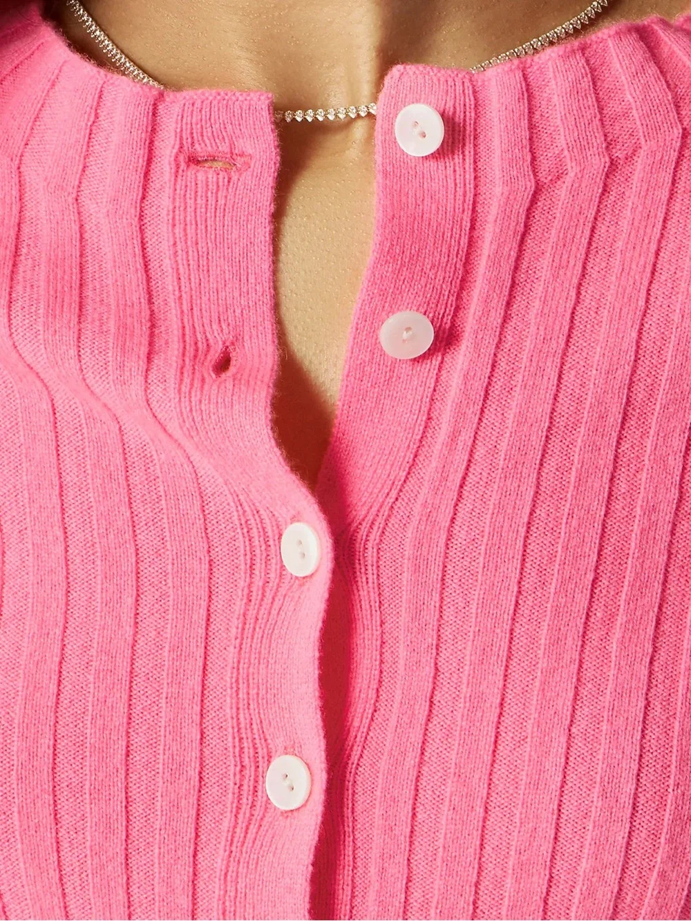 J. Crew Pink Ribbed Button-Front Cashmere Cardigan